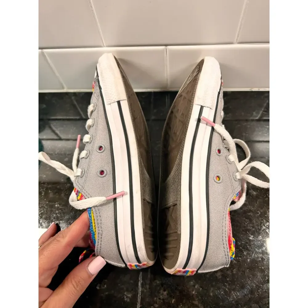 Converse All Star‎ Girls Rainbow Stripe Low Sneaker Shoes Running 669818F Gray 2